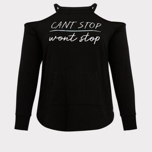 Black Cold Shoulder Long Sleeve Top